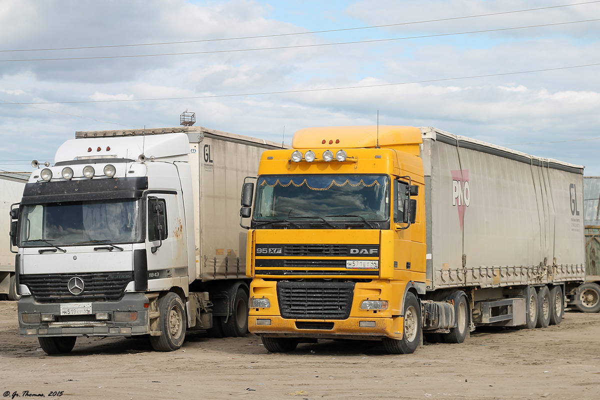 Костромская область, № Н 519 КР 44 — Mercedes-Benz Actros ('1997) 1843; Костромская область, № Н 571 ЕТ 44 — DAF 95XF FT