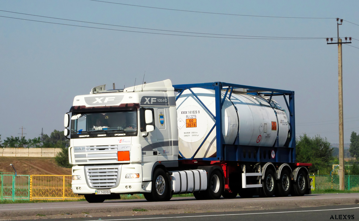 Полтавская область, № ВІ 7400 ВХ — DAF XF105 FT