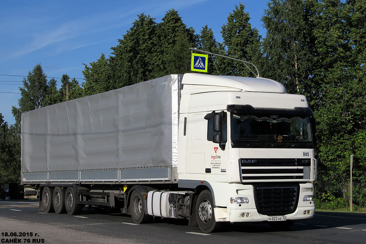 Владимирская область, № К 022 НЕ 33 — DAF XF105 FT