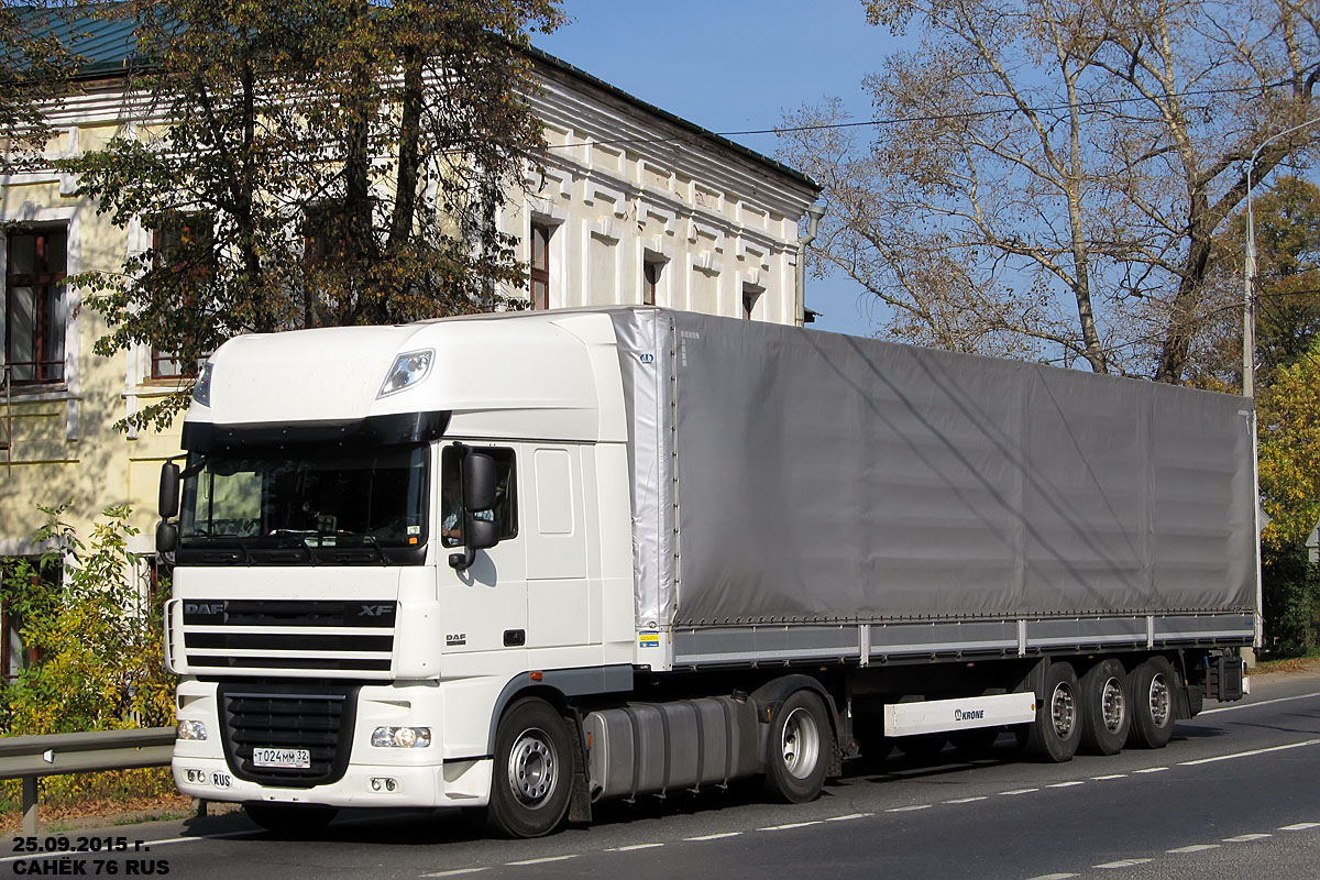 Брянская область, № Т 024 ММ 32 — DAF XF105 FT