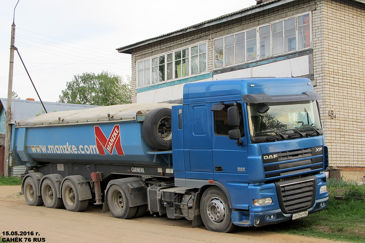 Ярославская область, № Н 670 КР 60 — DAF XF105 FT