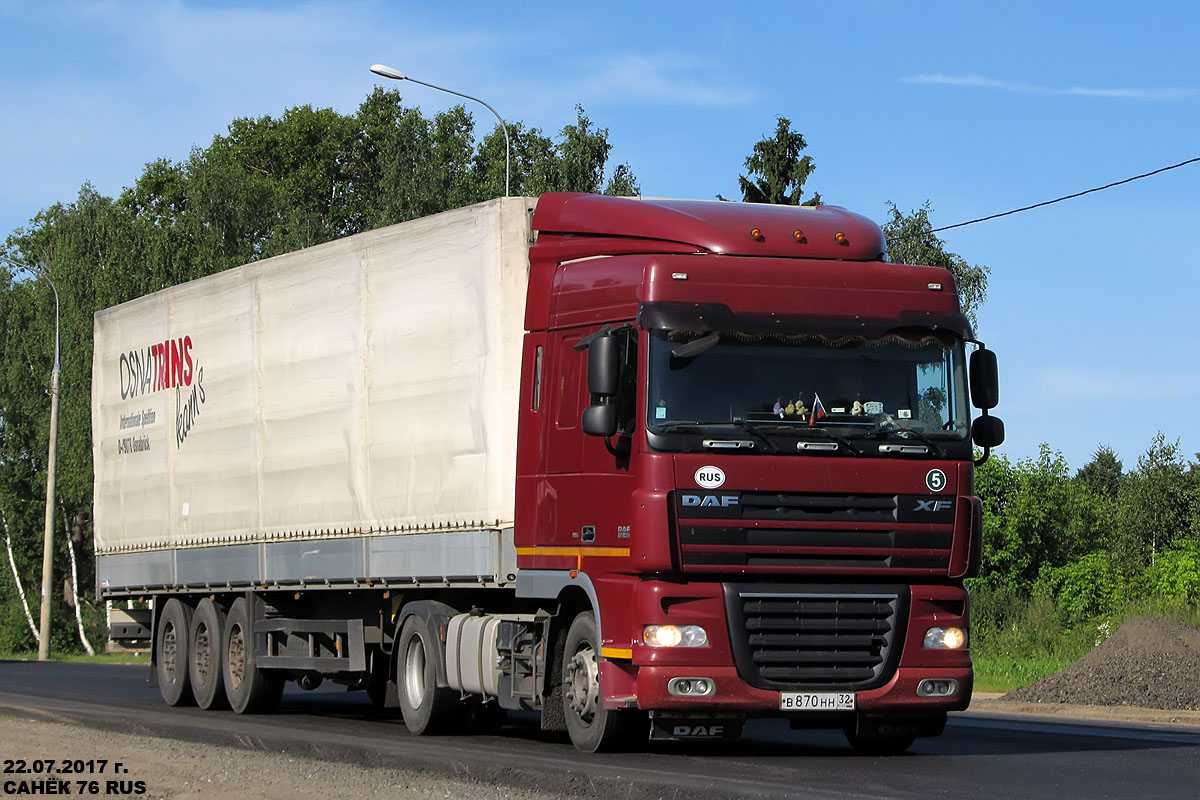 Брянская область, № В 870 НН 32 — DAF XF105 FT