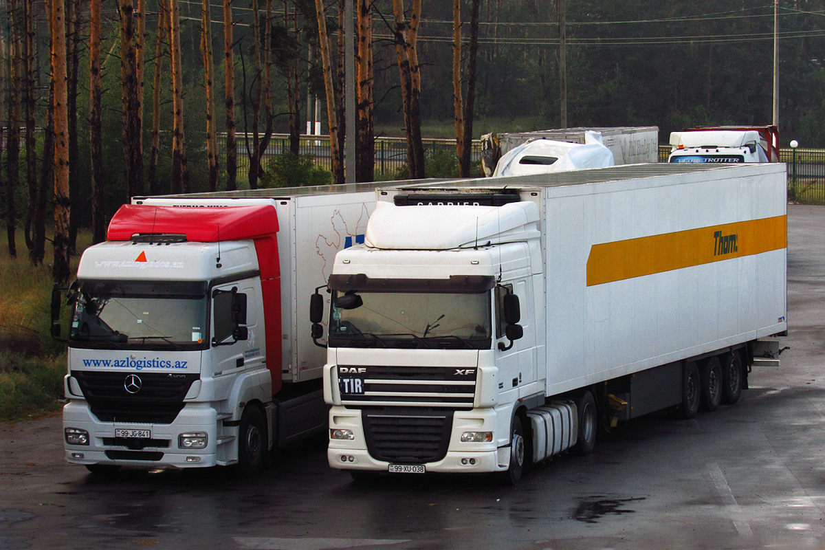 Азербайджан, № 99-JG-841 — Mercedes-Benz Axor (общ.м); Азербайджан, № 99-XU-038 — DAF XF105 FT