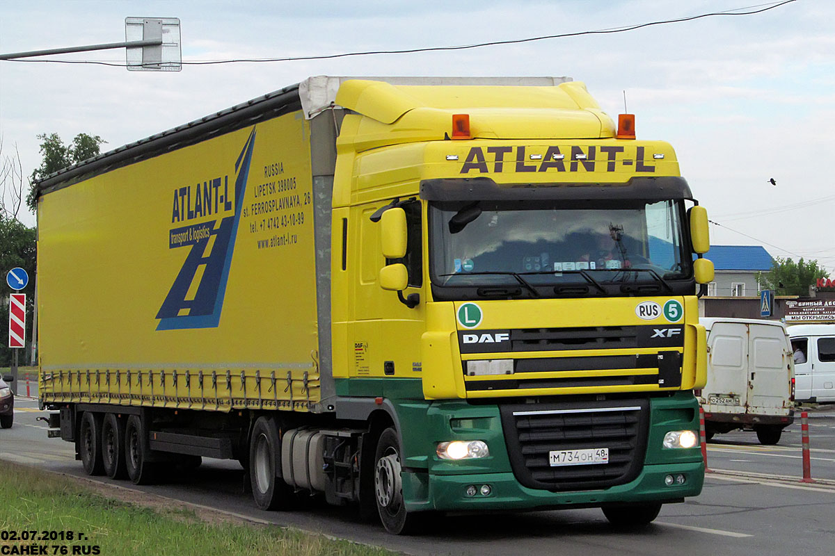 Липецкая область, № М 734 ОН 48 — DAF XF105 FT