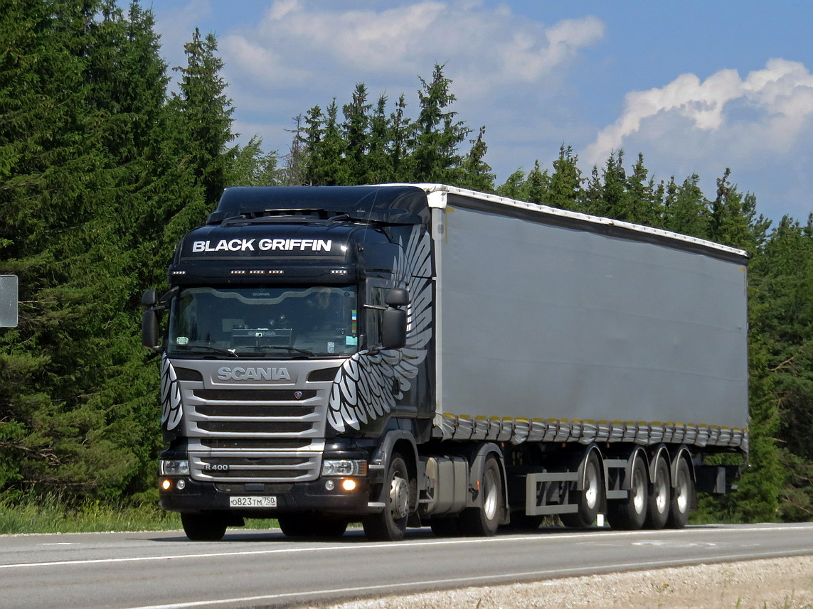 Московская область, № О 823 ТМ 750 — Scania ('2013) R400; Scania ('2013) R400 "Black Griffin" (Кировская область)