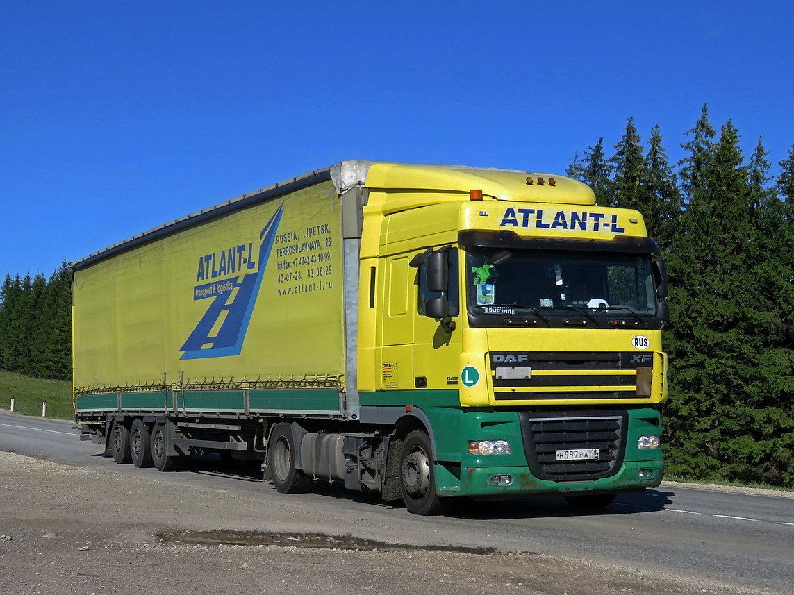 Липецкая область, № Н 997 РА 48 — DAF XF105 FT