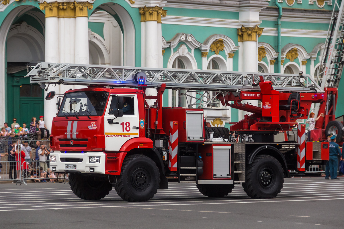 Санкт-Петербург, № М 911 СЕ 198 — КамАЗ-43502-D5; Санкт-Петербург — Парад, посвящённый 220-летию со дня образования пожарной охраны Санкт‑Петербурга (30.06.2023 г.)