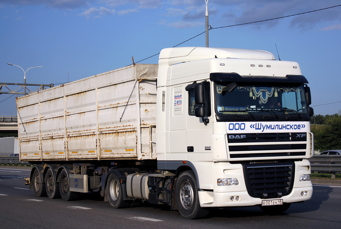 Липецкая область, № Е 001 ЕН 48 — DAF XF105 FT