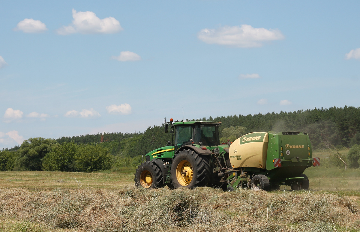 Воронежская область, № 0001 ВХ 36 — John Deere 7830; Прицепы сельскохозяйственные — Пресс-подборщики (общая)