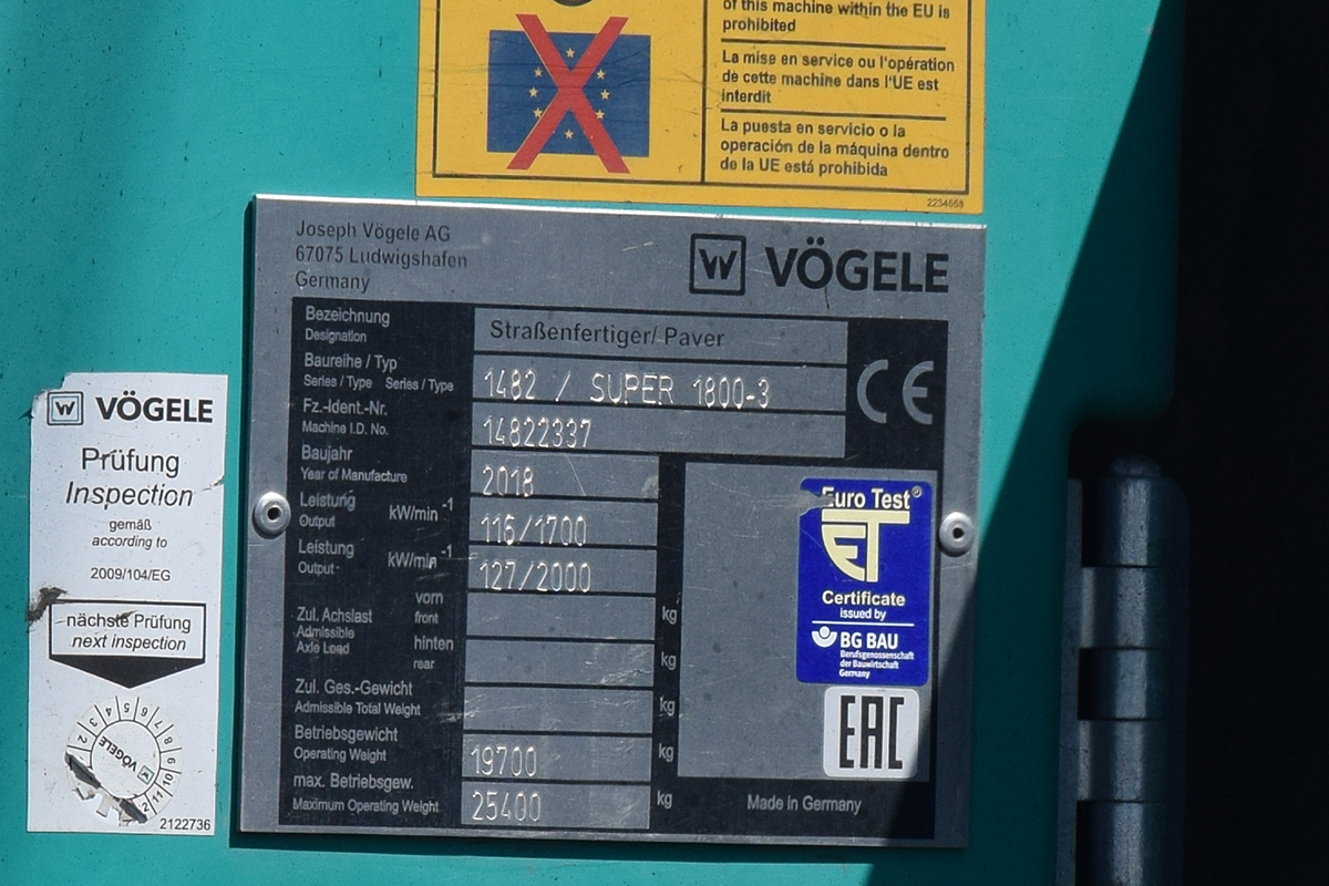 Волгоградская область, № 3633 ВЕ 34 — Vogele Super 1800-3 Волгоградская область, № 3633 ВЕ 34 — Vogele Super 1800-3