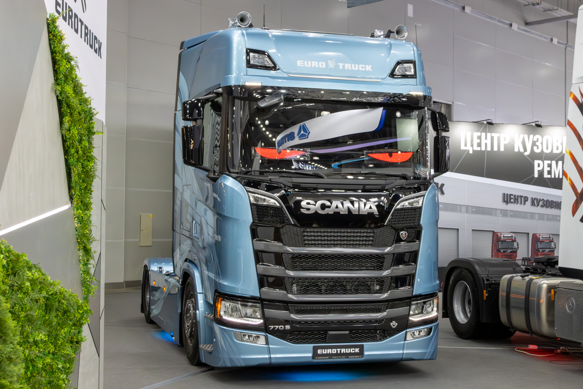 Москва, № (77) Б/Н 0195 — Scania ('2016) S770; Москва — Автомобили без номеров; Москва — Новые автомобили; Scania ('2016) S-Series "Frost Edition" (Московская область); Московская область — Выставки "COMvex" и "CTT Expo"— 2025 Москва, № (77) Б/Н 0195 — Scania ('2016) S770; Москва — Автомобили без номеров; Москва — Новые автомобили; Scania ('2016) S-Series "Frost Edition" (Московская область); Московская область — Выставки "COMvex" и "CTT Expo"— 2025