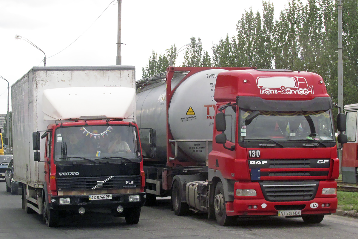 Харьковская область, № АХ 0746 ВЕ — Volvo FL6; Львовская область, № 130 — DAF CF85 FT