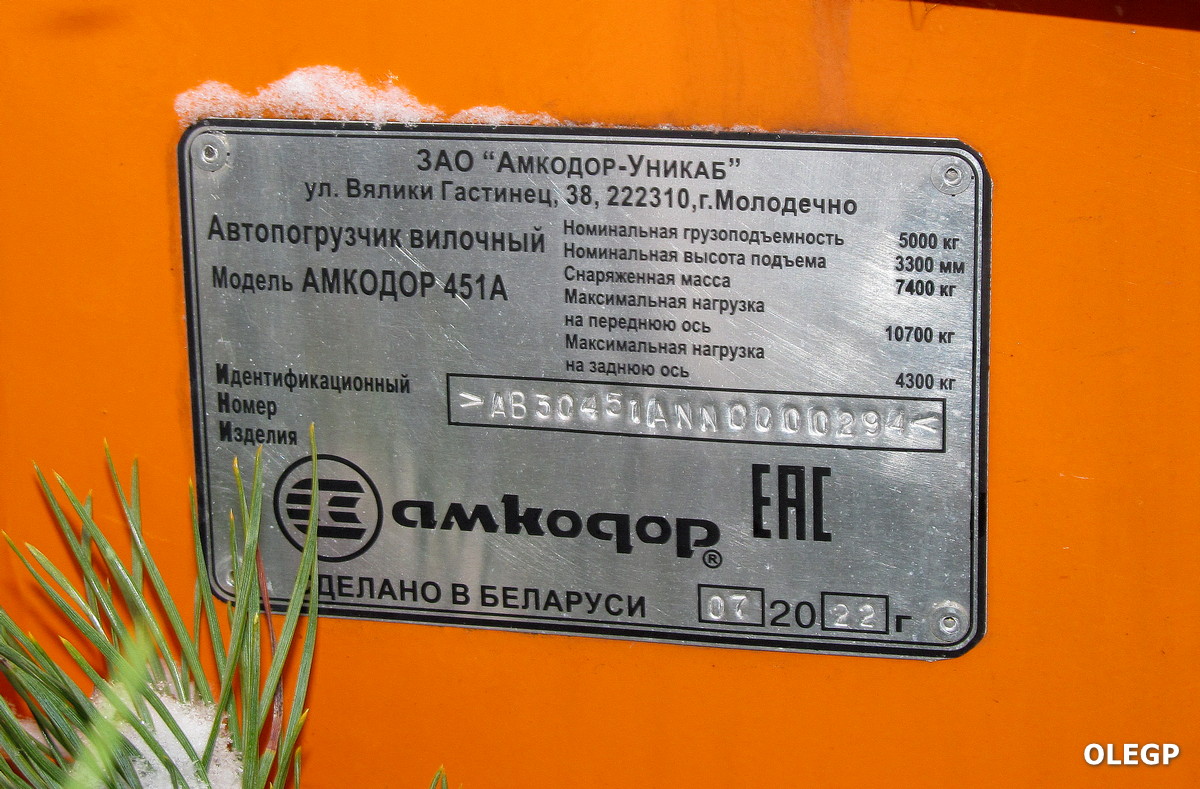 Витебская область, № (BY-2) Б/Н СТ 0196 — Амкодор (общая модель)