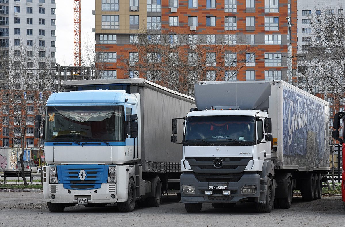 Омская область, № А 828 ТН 155 — Renault Magnum E-Tech ('2001); Омская область, № Х 320 ХК 55 — Mercedes-Benz Axor 1835