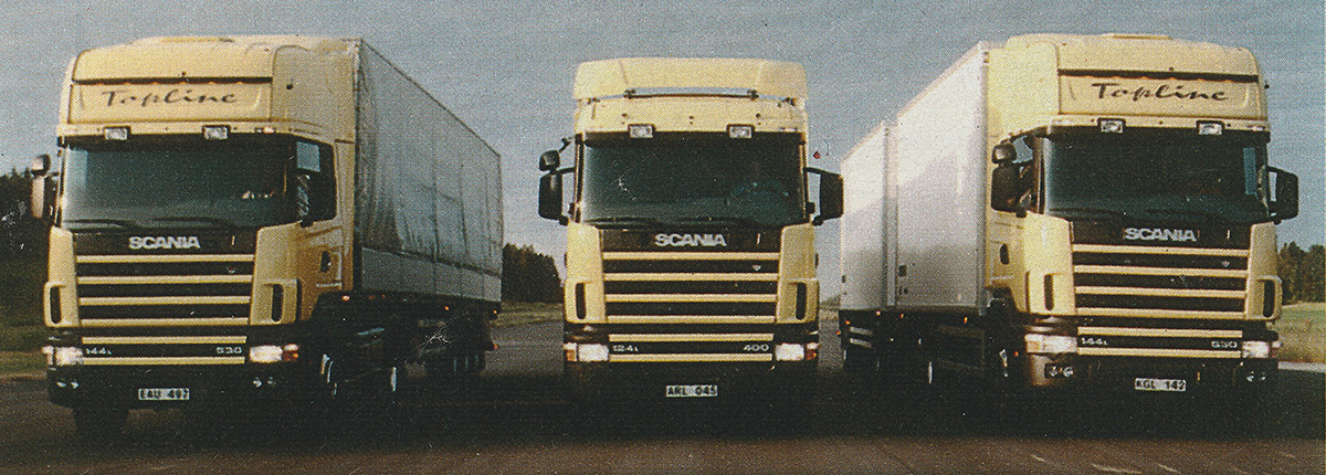 Швеция, № EAU 497 — Scania ('1996) R144L; Швеция, № ARL 045 — Scania ('1996) R124L; Швеция, № KGL 142 — Scania ('1996) R144L; Исторические фотографии (до 2000 года) (Швеция)