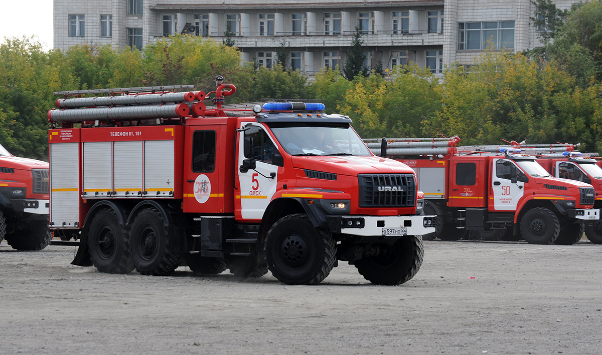 Омская область, № Х 597 НО 55 — Урал NEXT 5557-72; Омская область — Пожарный биатлон-2026